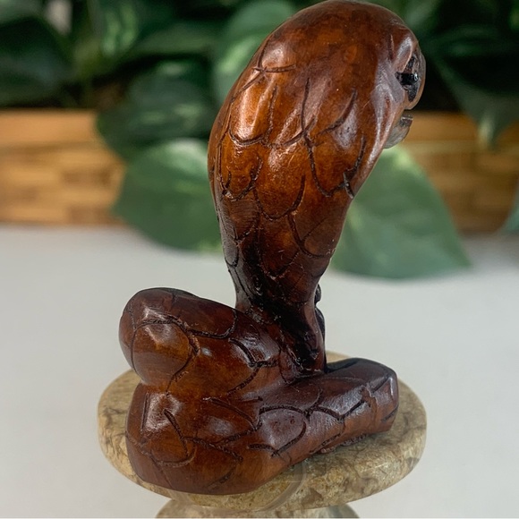 Vintage Boxwood Netsuke Snake Figurine Wooden Animal Carving Wood Carved Figure - Picture 5 of 15